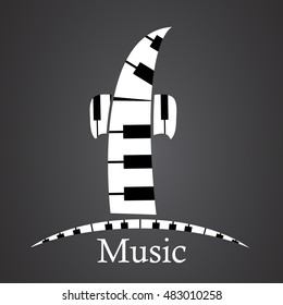 Abstract vector alphabet - f made from piano - alphabet set