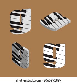 Abstraktes Vektoralphabet - g aus Klavier - Alphabet