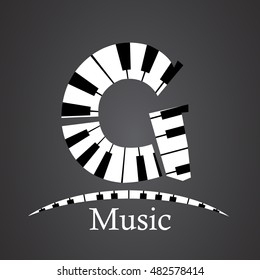 Abstract vector alphabet - G made from piano - alphabet set