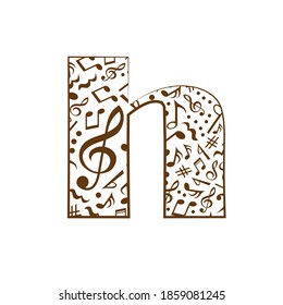 Abstracto alfabeto vector - h hecho de notas de música - conjunto de alfabetos