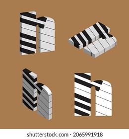 Abstract vector alphabet - h made from piano - alphabet set
