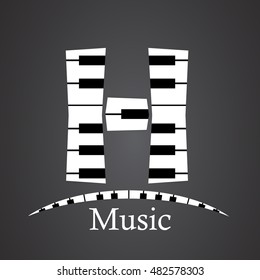 Abstract vector alphabet - H made from piano - alphabet set