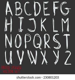 Abstract Vector Alphabet. Hand drawn letters. A set of numbers and letters in words for design illustration , backgrounds , textures , wallpaper,computer technologies,creation of clothing.