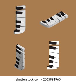 Abstract vector alphabet - j made from piano - alphabet set