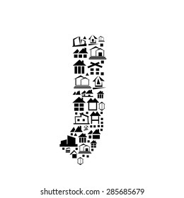 Abstract vector alphabet - J, made from the house icon - alphabet set.