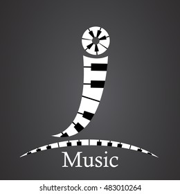 Abstract vector alphabet - j made from piano - alphabet set