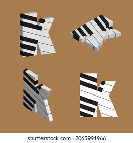 Abstract vector alphabet - k made from piano - alphabet set
