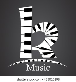 Abstract vector alphabet - k made from piano - alphabet set