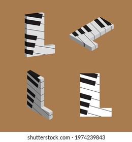Abstract vector alphabet - L made from piano - alphabet set