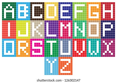 abstract vector alphabet letters design on grid paper
