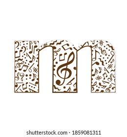 Abstracto alfabeto vector - m hecho de notas musicales - conjunto de alfabetos