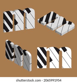 Abstract vector alphabet - m made from piano - alphabet set