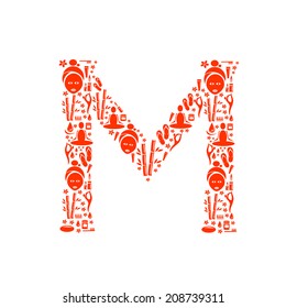 Abstract vector alphabet - M made from Icon Spa - alphabet set.