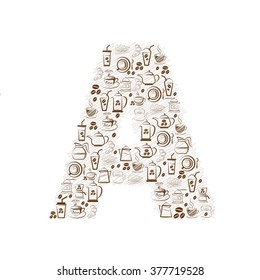 Abstract vector alphabet - A made from coffee icon 