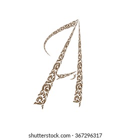 Abstract vector alphabet - A  made from line thai art pattern  - alphabet set