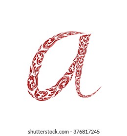 Abstract vector alphabet - a made from line thai art pattern - alphabet set