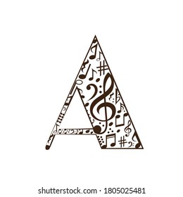 Abstracto alfabeto vector - A hecho de notas musicales - conjunto de alfabetos