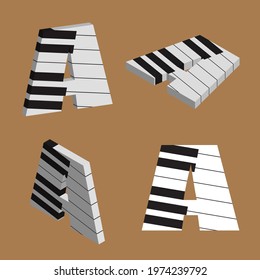 Abstract vector alphabet - A made from piano - alphabet set