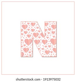 Abstract vector alphabet - N made from heart - alphabet set