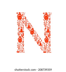 Abstract vector alphabet - N made from Icon Spa - alphabet set.