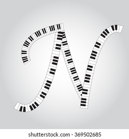 Abstract vector alphabet -  N  made from  piano - alphabet set