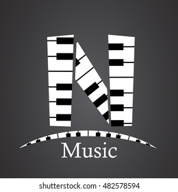 Abstract vector alphabet - N made from piano - alphabet set