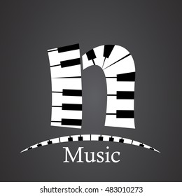 Abstract vector alphabet - n made from piano - alphabet set