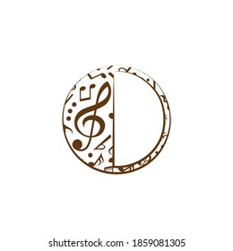 Abstract vector alphabet - o made from music notes - alphabet set