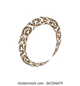 Abstract vector alphabet - O  made from line thai art pattern  - alphabet set