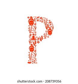 Abstract vector alphabet - P made from Icon Spa - alphabet set.