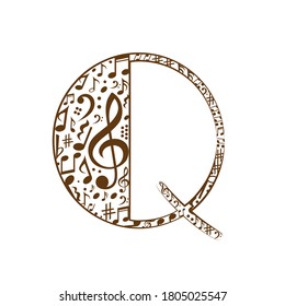Abstracto alfabeto vector - Q hecho a partir de notas de música - conjunto de alfabetos