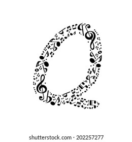 Abstract vector alphabet - Q made from music notes - alphabet set