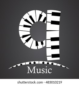 Abstract vector alphabet - q made from piano - alphabet set