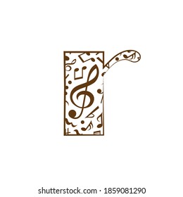 Abstract vector alphabet - r made from music notes - alphabet set