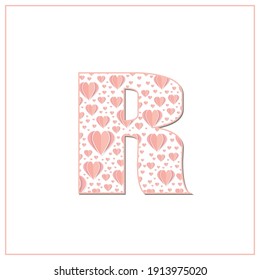 Abstract vector alphabet - R made from heart - alphabet set