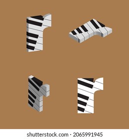 Abstracto alfabeto vector - r hecho de piano - conjunto de alfabetos