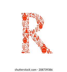 Abstract vector alphabet - R made from Icon Spa - alphabet set.