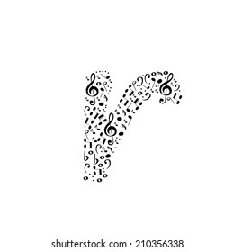 Abstract vector alphabet - r made from music notes - alphabet set