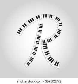 Abstract vector alphabet -  R  made from  piano - alphabet set