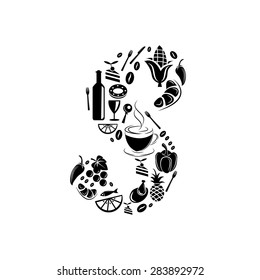 Abstract vector alphabet - S made from Food icon - alphabet set