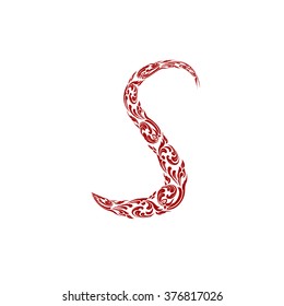 Abstract vector alphabet - s  made from line thai art pattern - alphabet set