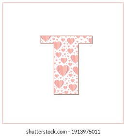 Abstract vector alphabet - T made from heart - alphabet set