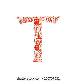 Abstract vector alphabet - T made from Icon Spa - alphabet set.