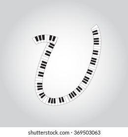 Abstract vector alphabet -  U made from  piano - alphabet set