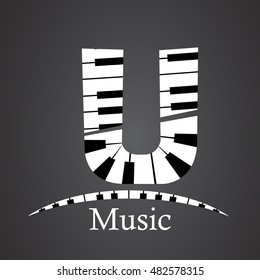 Abstract vector alphabet - U made from piano - alphabet set