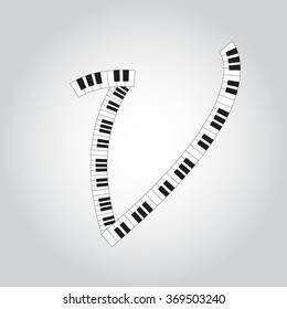 Abstract vector alphabet -  V made from  piano - alphabet set