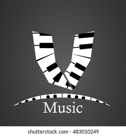 Abstract vector alphabet - v made from piano - alphabet set