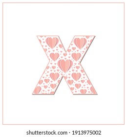 Abstracto alfabeto vector - X hecho de corazón - conjunto de alfabetos