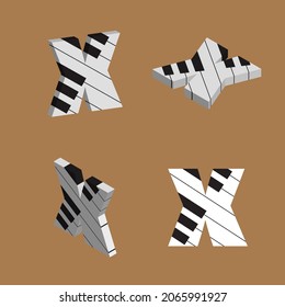 Abstract vector alphabet - x made from piano - alphabet set