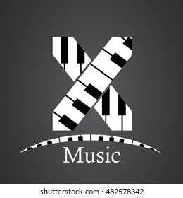 Abstract vector alphabet - X made from piano - alphabet set